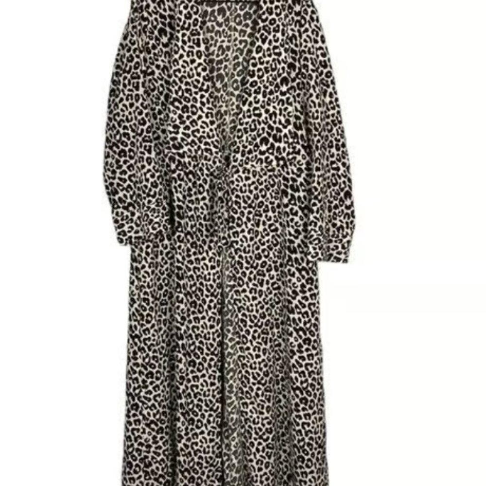 Something Navy Animal Print Long Robe